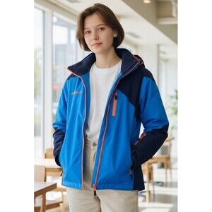 Descents Sports Jacket,Size JP-L,Snow Blocker Waist,Color Navy,Aqua,Orange